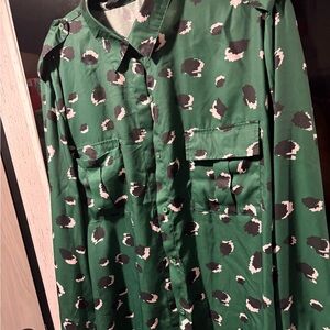 Boohoo Green and Pink Patterned Shirt